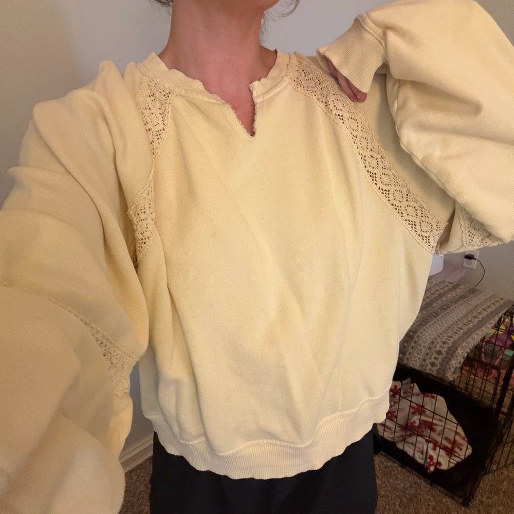 Aerie crochet trim sweatshirt